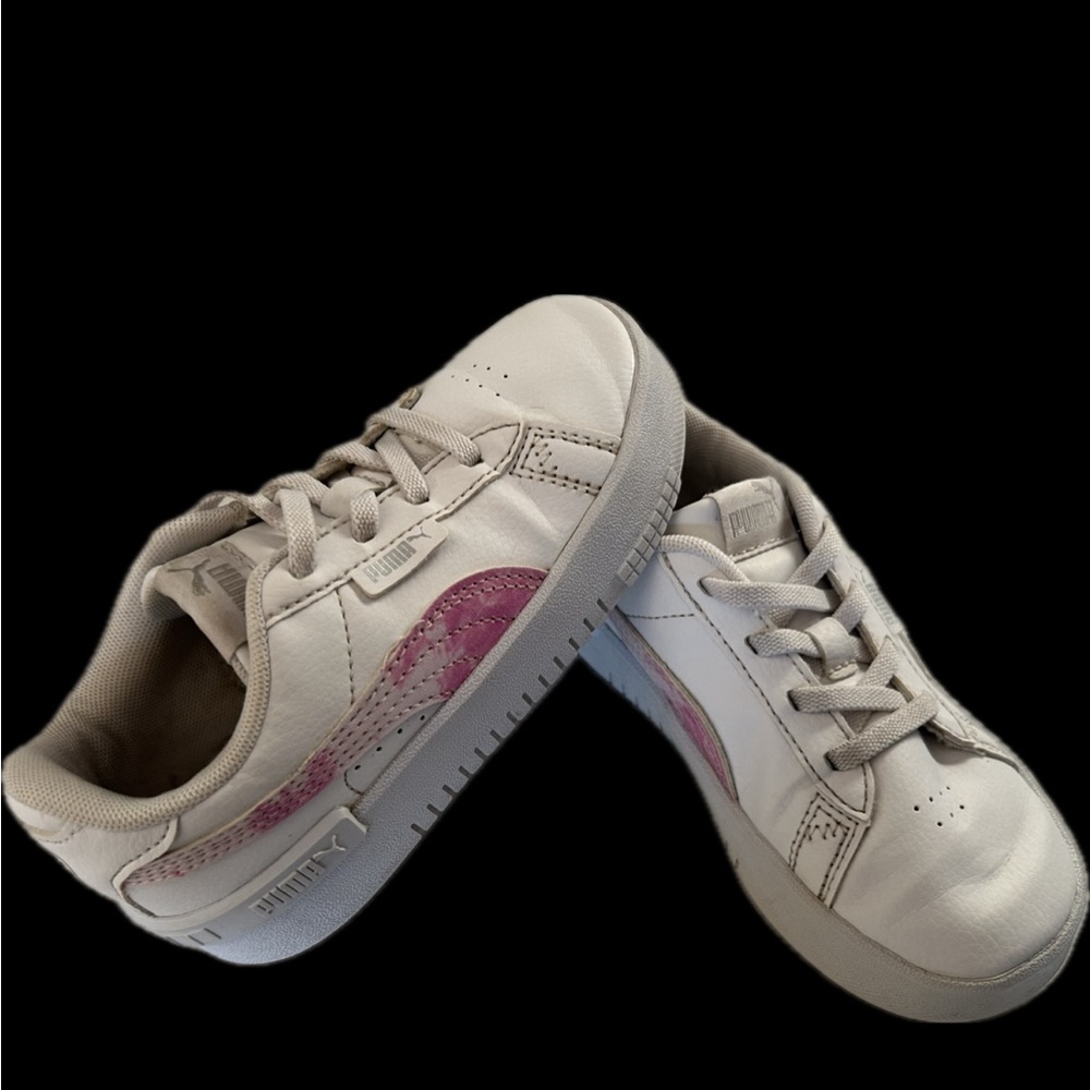 Puma White Sneakers with Pink Accents